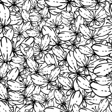 Seamless black and white vector pattern with butterflies Illustrazione stock