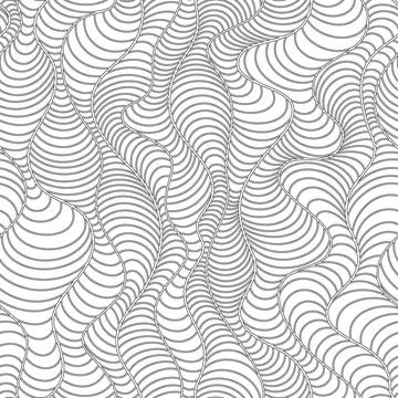 Seamless black and white vector pattern of curved rectangles in the form of Stock Illustration