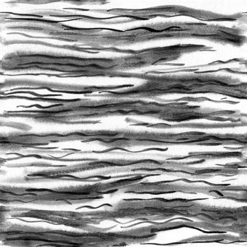 Seamless black and white wave pattern water watercolor Stock Illustration
