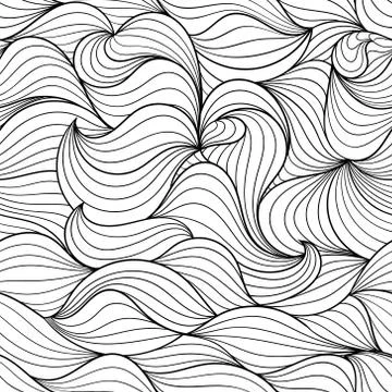 Seamless black and white waves pattern. Stock Illustration