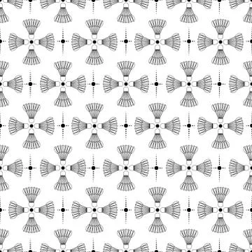 Seamless black design badminton pattern Stock Illustration