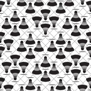 Seamless black design badminton pattern Stock Illustration