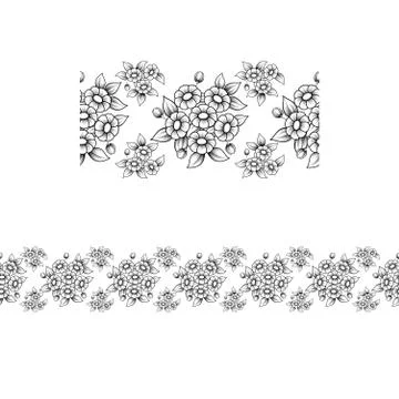 Seamless black flower element Stock Illustration