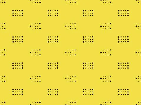 Seamless black geometric patterns on a sunny-yellow background Stock Illustration