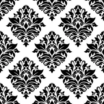 Seamless black gothic floral background design Stock Illustration