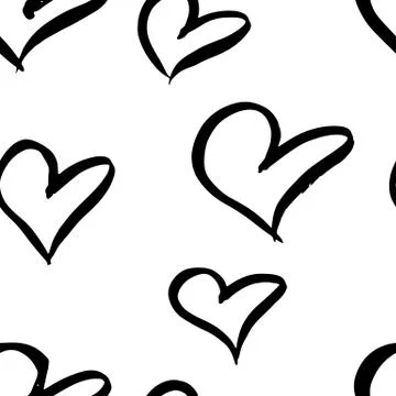 Seamless black heart pattern. Romantic background. Vector illustration. Stock Illustration