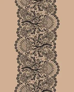 Seamless black lace Illustrazione stock