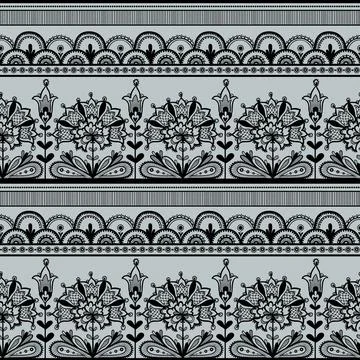 Seamless Black Lace Pattern. Stock Illustration