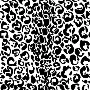 Seamless black leopard pattern. Animal skin grunge texture. Vector illustration. Illustrazione stock