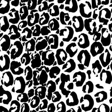 Seamless black leopard pattern. Animal skin grunge texture. Vector illustration. Illustrazione stock