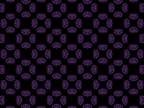 Seamless black pattern with purple hearts Stock Illustration