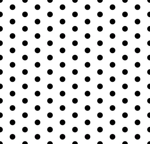 Seamless black polka dots pattern on white background. Polka dot fabric. Retro Stockillustratie
