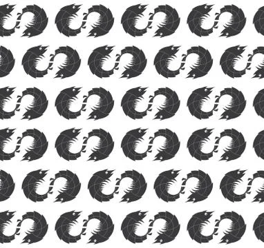 Seamless Black Shrimp Pattern Illustrazione stock