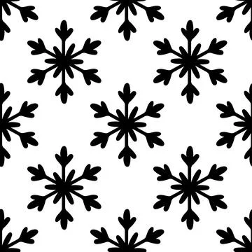 Seamless black snowflake pattern for winter design and decor Illustrazione stock