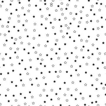 Seamless black stars pattern white background Stock Illustration