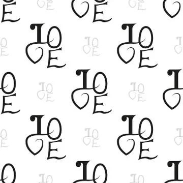 Seamless black vector background with word love written by hand eps10 Stock Illustration