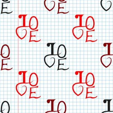 Seamless black vector background with word love written by hand eps 10 Stock Illustration