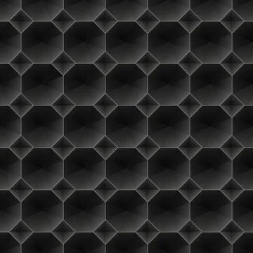 Seamless black vector diamond 3d pattern. Geometric embossed inside hexagons Stock Illustration