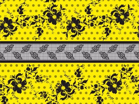 Seamless Black Vector Lace Pattern with flowers background.Rounds,circle. 스톡 일러스트