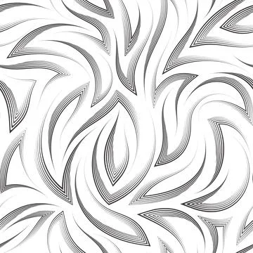Seamless black vector pattern of angles and flowing lines.Texture of lines drawn 스톡 일러스트