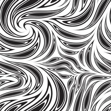 Seamless black vector pattern of cut smooth stripes or brush strokes. Flowing Illustrazione stock