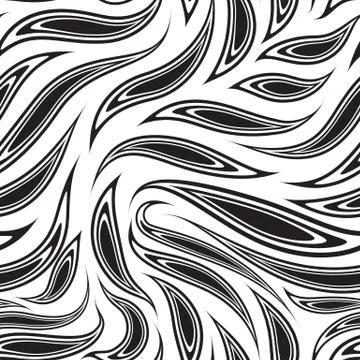 Seamless black vector pattern of cut smooth stripes or brush strokes. Flowing Illustrazione stock