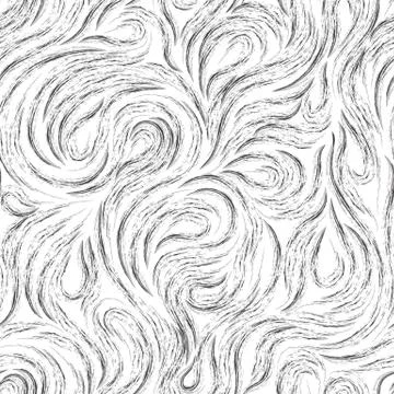 Seamless black vector texture of smooth flowing lines or splashes. Abstract Illustration