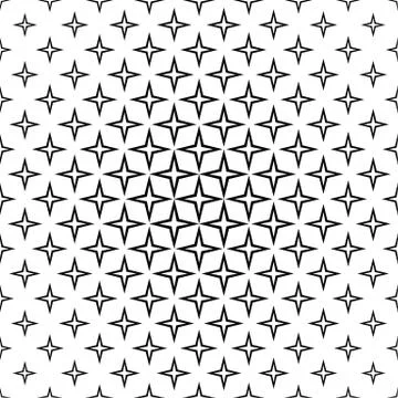 Seamless black white four edged star pattern Illustrazione stock