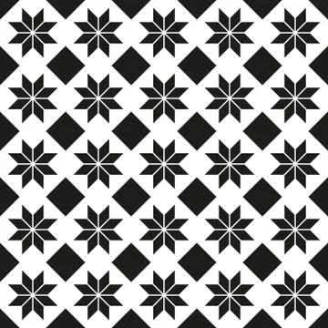 Seamless black - white geometric pattern Stock Illustration