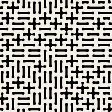 Seamless Black White Vector Geometric Plus Minus Shape Pattern Illustrazione stock