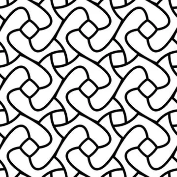 Seamless Black White Vector Geometric Swirl Round Line Pattern Stock Illustration