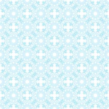 Seamless blue abstract geometric pattern with floral elements arabesques Stock Illustration