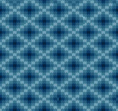 Seamless Blue Argyle Knitted Pattern with Geometric Diamond Ornament 库存插图
