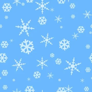 Seamless blue background with falling snowflakes Stock Illustration