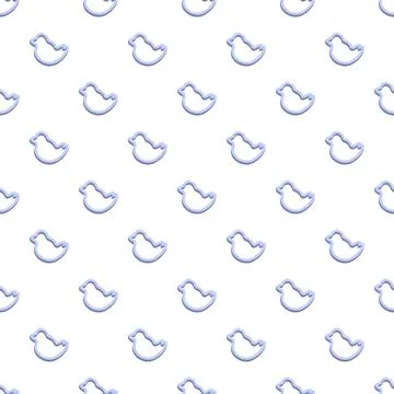 Seamless blue bird outline pattern on white background Illustrazione stock