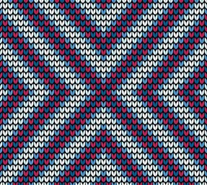 Seamless blue centre knitting pattern Stock Illustration