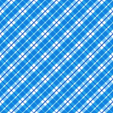 Seamless blue checkered pattern with diagonal plaid lines. Clean flat vecto.. Stock Illustration