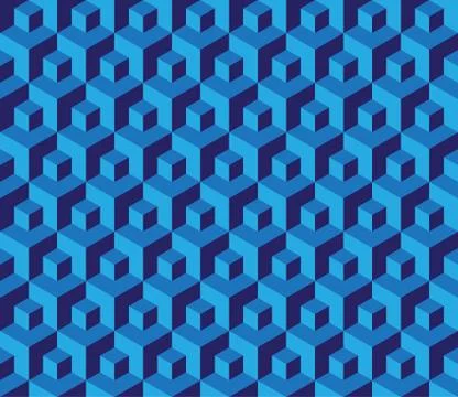 Seamless blue cubes pattern - illustration Stock Illustration