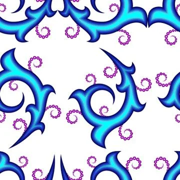 Seamless of blue curly pattern Stock Illustration