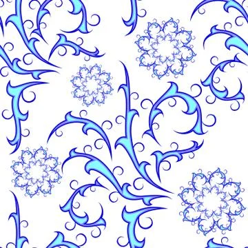 Seamless of blue curly pattern Stock Illustration