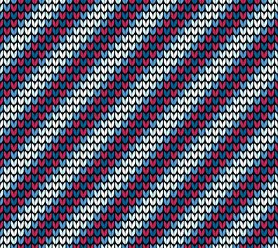 Seamless blue diagonal knitting pattern Stock Illustration