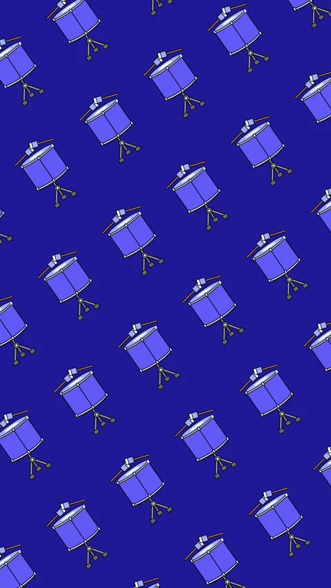 Seamless blue drum pattern with a musical percussion instrument in an abstract Stock Footage 331828527