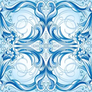 Seamless blue floral pattern Stock Illustration