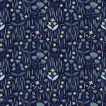 Seamless Blue Floral Pattern Illustrazione stock