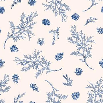 Seamless blue floral winter pattern. Illustrazione stock