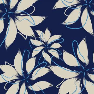 A Seamless blue Flowers texture vector for clothes pattern, dark blue texti.. Stock Illustration