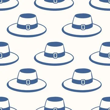 Seamless blue hat pattern for travel accessory and journey concept. Tourist Stock Illustration