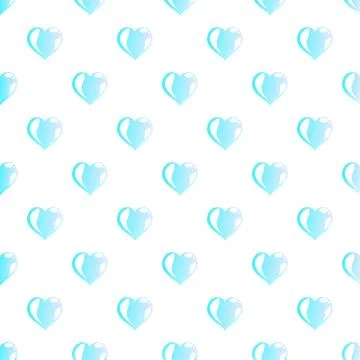 Seamless blue heart pattern on white background Stock Illustration