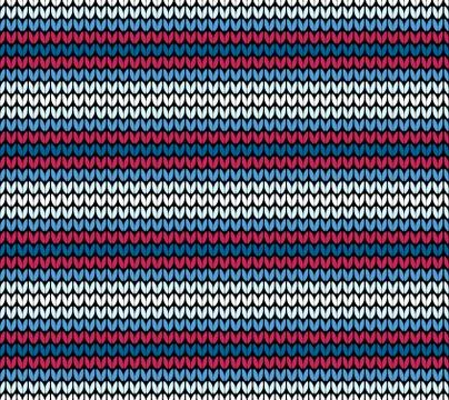 Seamless blue horizontal knitting pattern Stock Illustration