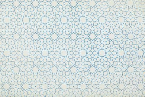 Seamless Blue Islamic Geometric Pattern Background With Star Tile Motif And Deco Stock Photos
